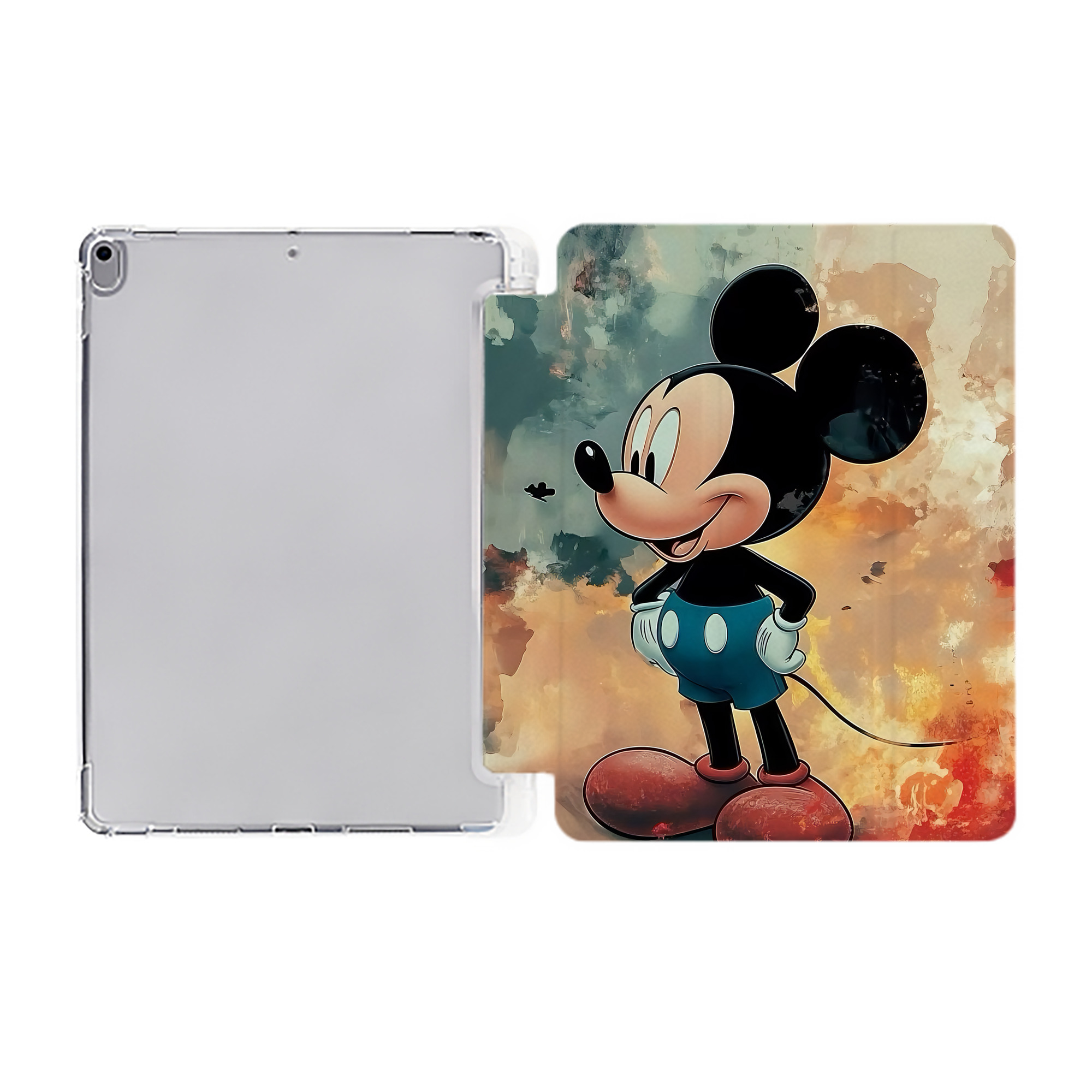 （画像用） ミッキーマウス Mickey Mouse IPad ケース ペン収納付き 三つ折りスタンド PUレザー×シリコン 対応機種9.5/10.5/10.9インチ